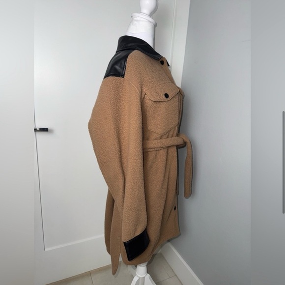 LAMARQUE Tan Black Zosia Belted Shacket/SMALL - Picture 6 of 10